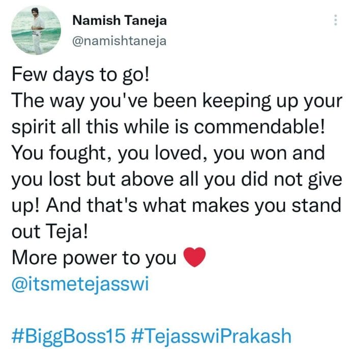 Tejasswi Prakash&#8217;s Swaragini co-star Namish Taneja comes out in her support, says &#8221; You fought, you loved , you won and you lost but above all you did not give up!&#8221;