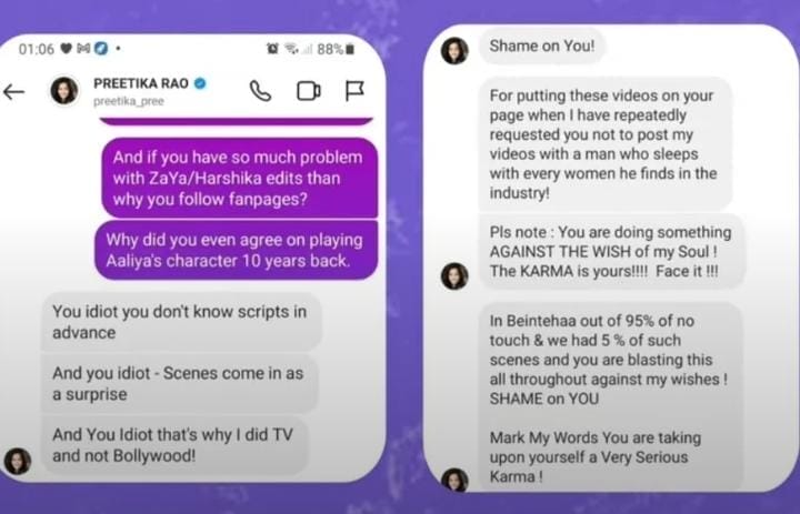 Man Who Sleeps With Every Woman&#8217;: Preetika Rao SLAMS Netizen For Sharing Her Romantic Edits With Harshad Arora!